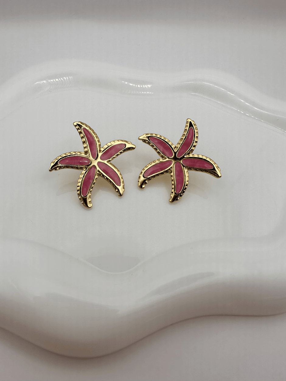 Goldy Pink Starfish earrings