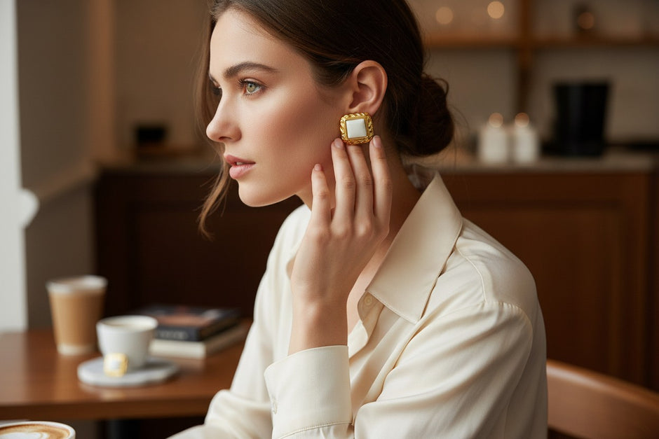 Golden Cream earrings