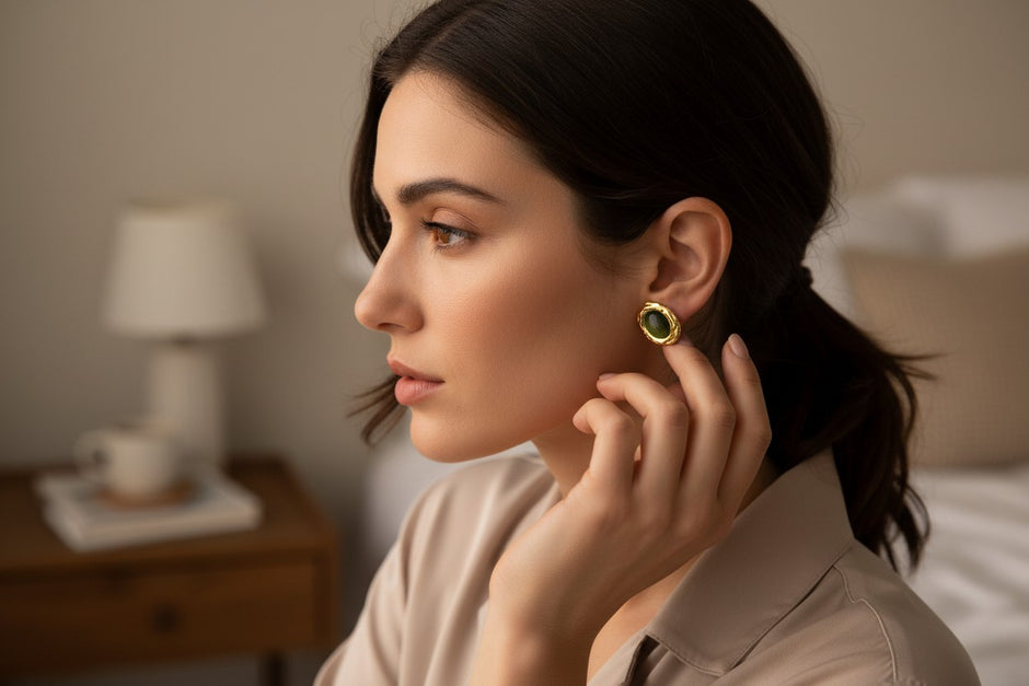 Golden Emerald earrings