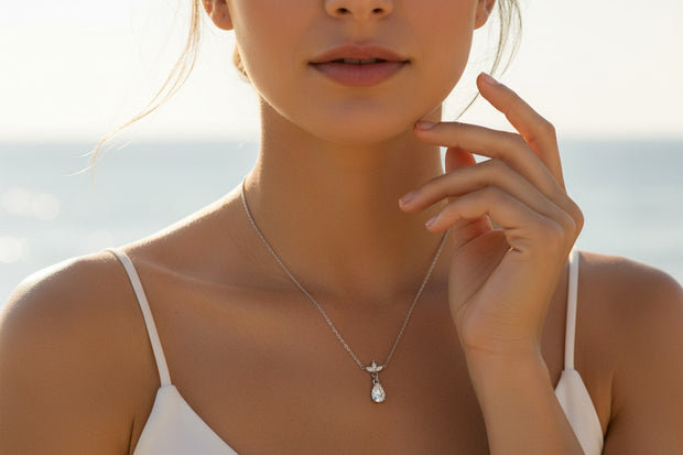 Crystal Lotus Silver necklace