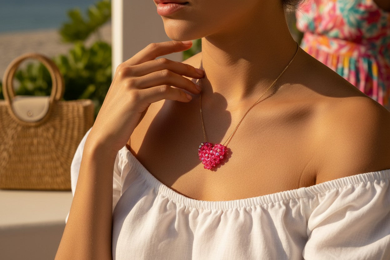 Bougainvillea Heart necklace